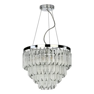 Fame 5 Light Pendant Glass and Polished Nickel