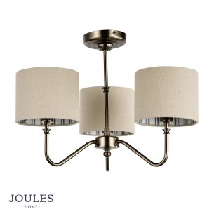 Joules Farley 3 Light Semi-Flush Satin Bronze With Shade