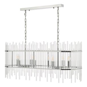Finola 8 Light Bar Pendant Polished Chrome Glass 