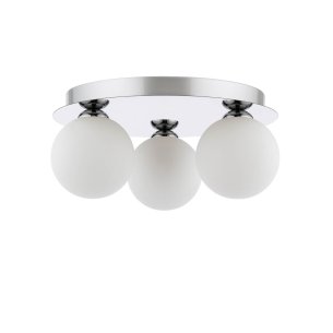 Foley 3 Light Flush Polished Chrome With Opal Glass