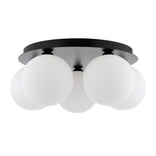 Foley 5 Light Flush Matt Black With Opal Glass