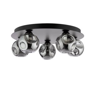 Foley 5 Light Flush Matt Black With Closed Organic Smoked Glass