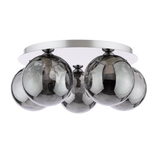 Foley 5 Light Flush Polished Chrome With Smoked Dimpled Glass