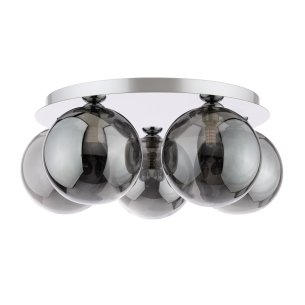 Foley 5 Light Flush Polished Chrome With Smoked Glass