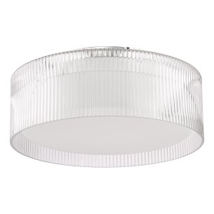 Geryon 3 Light Bathroom Ceiling Light Polished Chrome and Ribbed Glass IP44