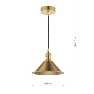 Hadano Pendant Natural Brass and Aged Brass Metal Shade 18cm