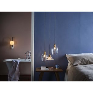 Hadano Pendant Natural Brass and Clear Dimpled Glass Shade