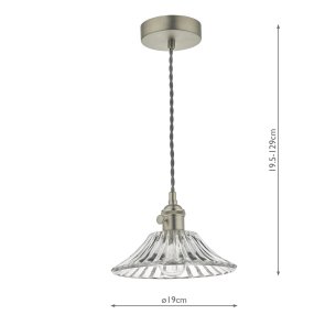 Hadano Pendant Antique Chrome and Clear Flared Glass Shade