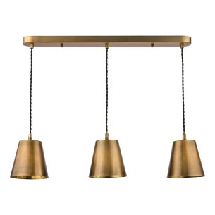 Hadano 3 Light Bar Pendant Antique Bronze with Antique Bronze Metal Shades
