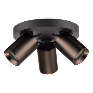 Hiro 3 Light Plate Spotlight Satin Bronze and Matt Black