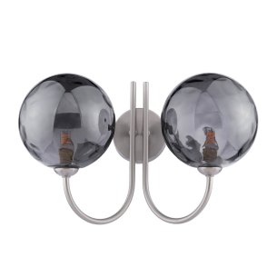 Jared 2 Light Wall Light Satin Nickel With Smoked Dimpled Glass