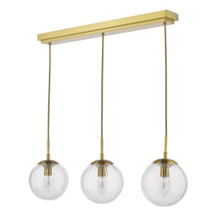 Jocelyn 3 Light Bar Pendant Natural Brass and Glass