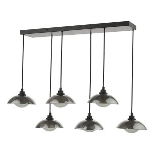 Kadience 6 Light Bar Pendant Satin Black and Smoked Glass