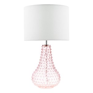 Kristina Table Lamp Pink Glass With Shade