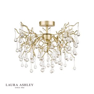 Laura Ashley Willow 3lt Semi Flush Satin Champagne Crystal 