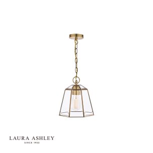 Laura Ashley Clayton Pendant Antique Brass Glass 