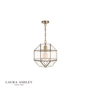 Laura Ashley Blackwell Pendant Antique Brass Glass 