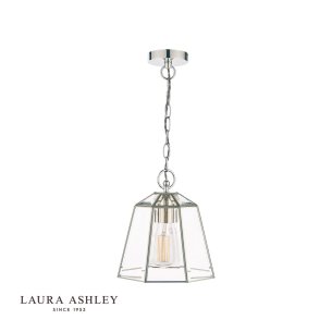 Laura Ashley Clayton Pendant Polished Silver Glass 