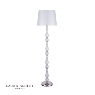 Laura Ashley Bradshaw Floor Lamp Polished Nickel and Ribbed Glass With Shade