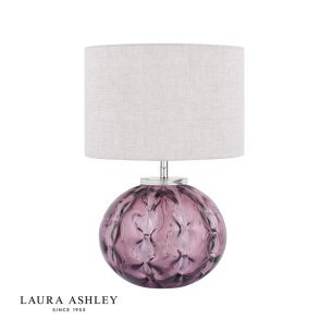Laura Ashley Elderdale Table Lamp Pink Art Glass and Polished Chrome With Shade