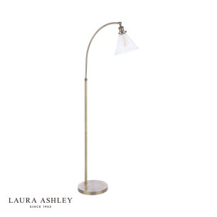 Laura Ashley Isaac Floor Lamp Antique Brass and Glass