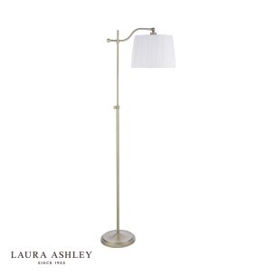 Laura Ashley Hemsley Floor Lamp Matt Antique Brass With Shade