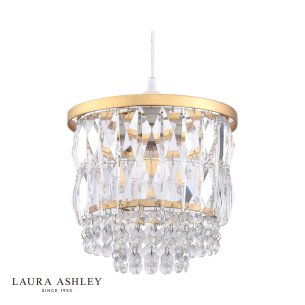Laura Ashley Rhosill Easy Fit Pendant Crystal and Matt Antique Brass