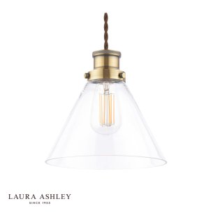 Laura Ashley Isaac Easy Fit Pendant Antique Brass and Glass