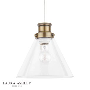 Laura Ashley Isaac Easy Fit Pendant Antique Brass and Glass