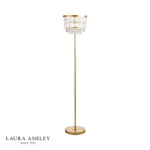 Laura Ashley Rhosill 3 Light Floor Lamp Crystal and Matt Antique Brass