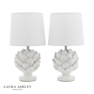 Laura Ashley Artichoke Twin Pack Table Lamp White With Shade