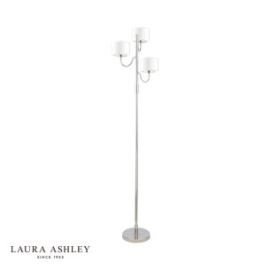 Laura Ashley Southwell 3 Light Floor Lamp Polished Nickel and Opal Glass