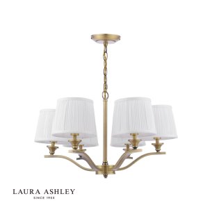 Laura Ashley Hemsley 6 Light Chandelier Matt Antique Brass With Shade