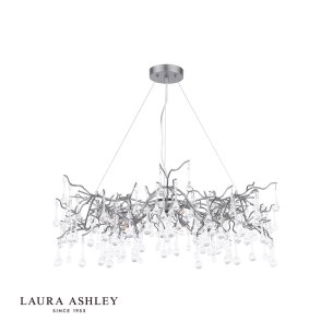 Laura Ashley Willow 5 Light Pendant Satin Pewter and Crystal