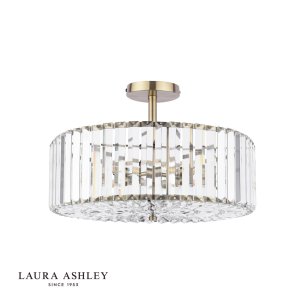 Laura Ashley Fernhurst 4 Light Semi-Flush Crystal and Antique Brass