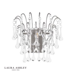 Laura Ashley Willow Wall Light Satin Pewter and Crystal