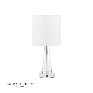 Laura Ashley Blake Rechargeable Table Lamp Polished Chrome and Crystal With Shade LED