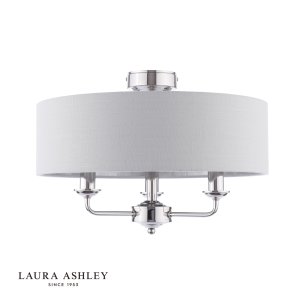 Laura Ashley Sorrento 3 Light Semi-Flush Polished Nickel With Silver Shade