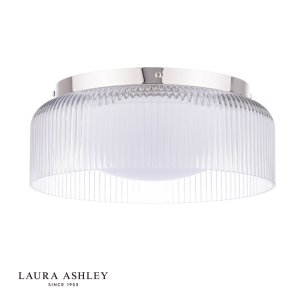 Laura Ashley Charissa Bathroom Ceiling Light Polished Chrome and Ribbed Glass IP44