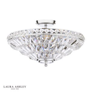 Laura Ashley Vienna 3 Light Semi-Flush Crystal and Polished Chrome