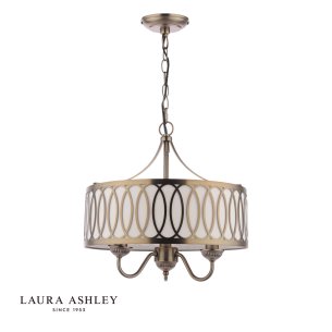 Laura Ashley Allerford 3 Light Pendant Satin Bronze and Taupe