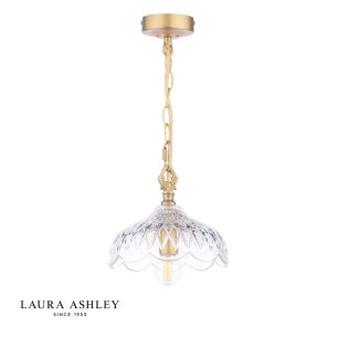 Laura Ashley Eversden Pendant Antique Brass and Crystal