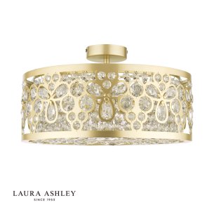 Laura Ashley Tilbrook 4 Light Flush Matt Champagne and Crystal