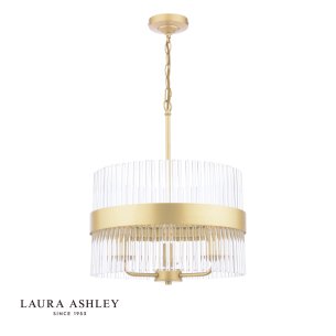 Laura Ashley Alexa 3 Light Pendant Glass and Matt Antique Brass