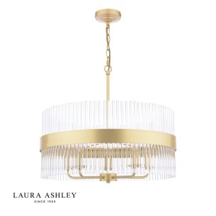 Laura Ashley Alexa 5 Light Pendant Glass and Matt Antique Brass