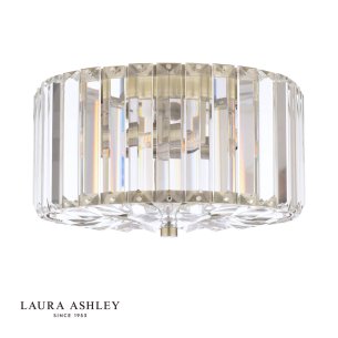 Laura Ashley Fernhurst Small 3 Light Flush Crystal and Antique Brass