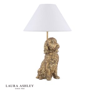 Laura Ashley Cocker Spaniel Table Lamp Antique Gold With Shade