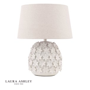 Laura Ashley Ingham Table Lamp White Ceramic and Brushed Silver With Shade