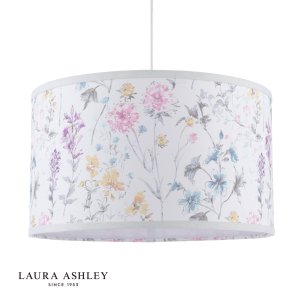 Laura Ashley Wild Meadow Multi Blue Cotton Drum Shade 38cm