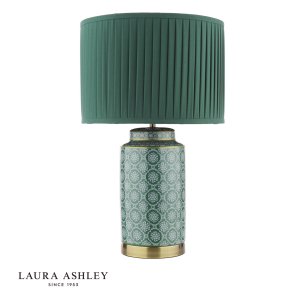 Laura Ashley Knipton Table Lamp Green Ceramic and Antique Brass With Shade